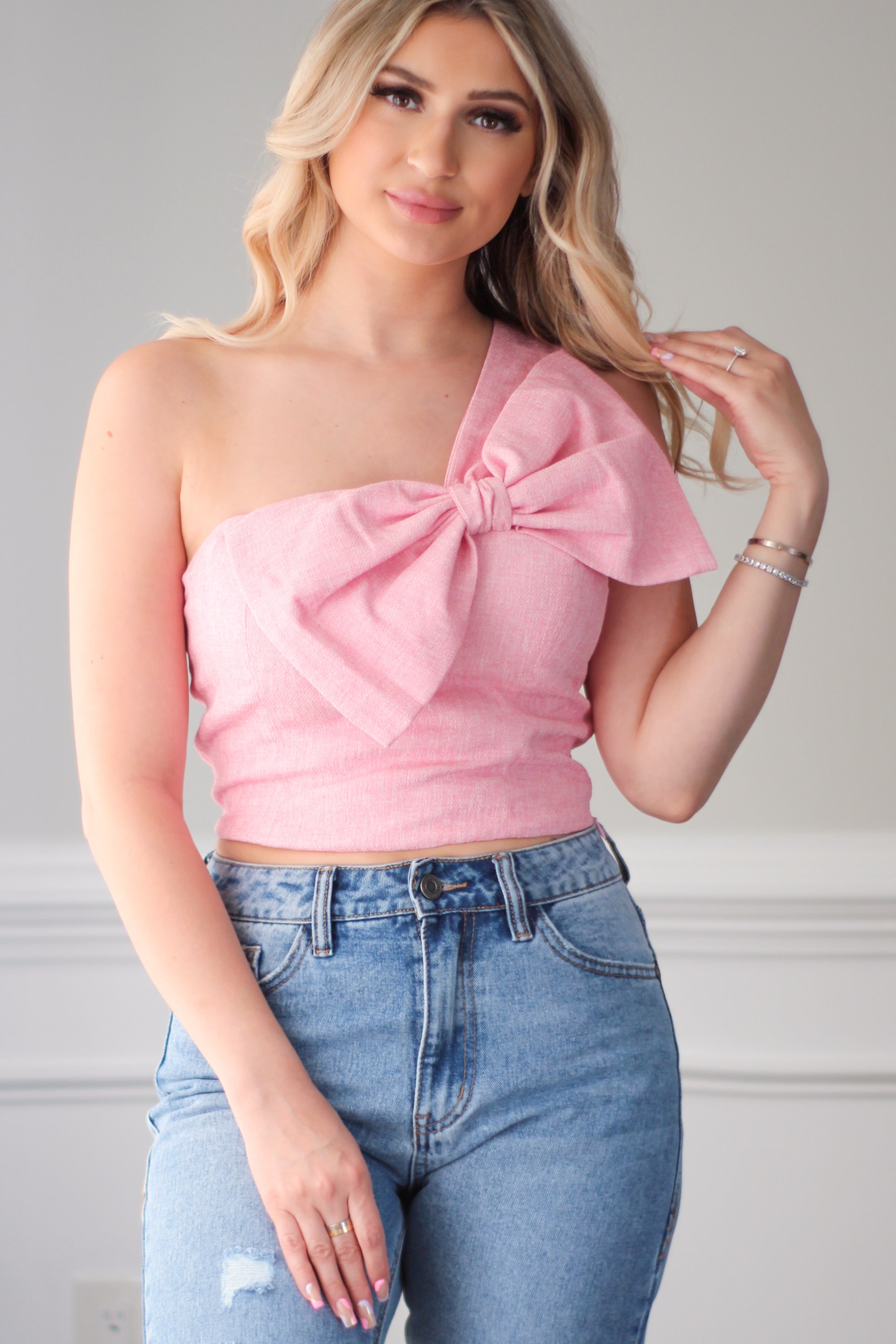 Put A Bow On It One Shoulder Top – West Main - Main Image