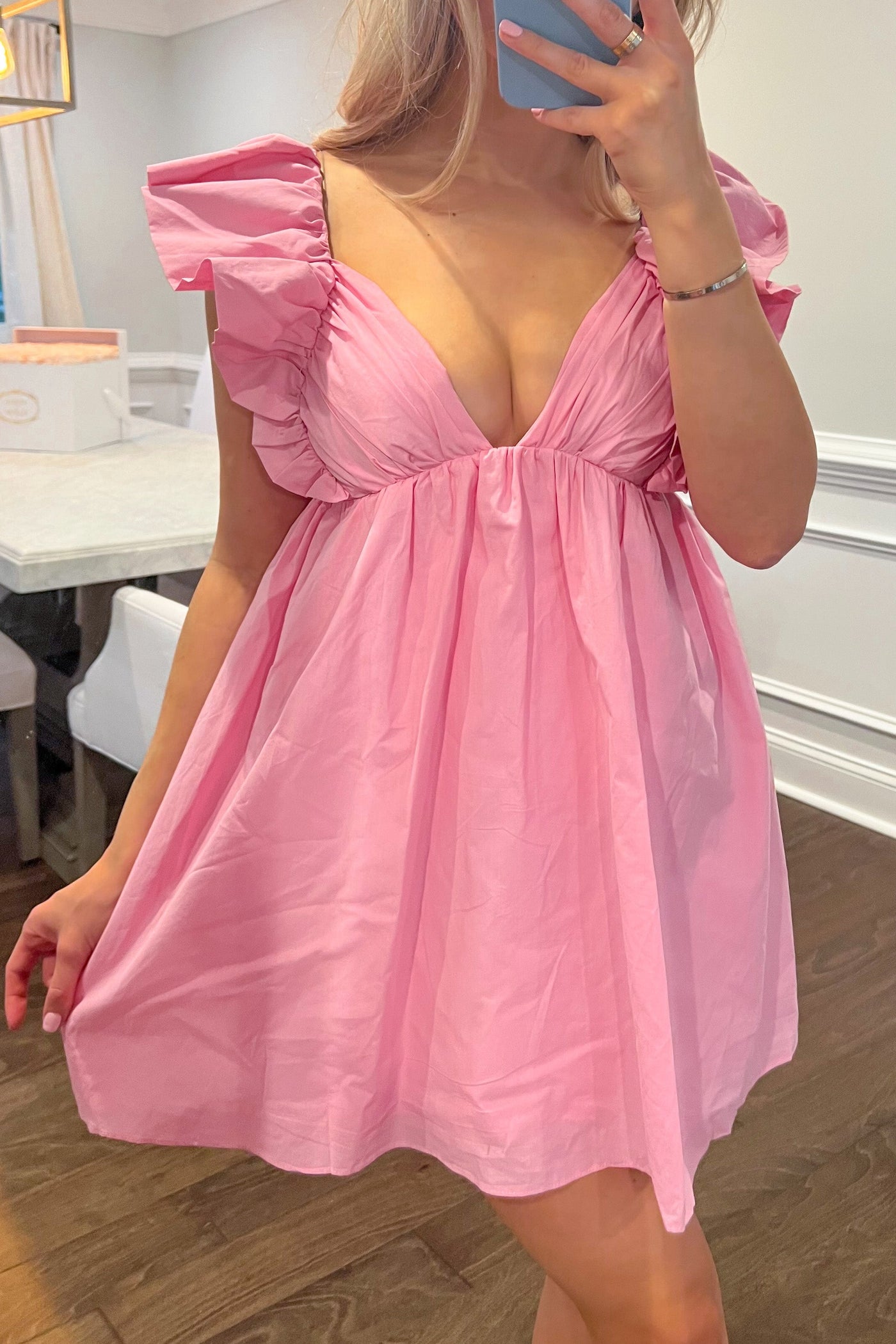 Amalfi Coast Baby Pink Mini Dress