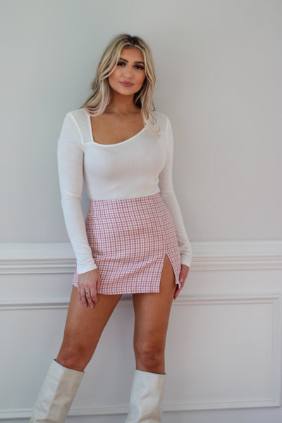 Paris Plaid Mini Skirt - Mauve