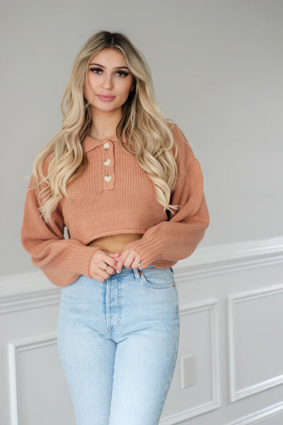 Feeling Cozy Cropped Sweater - Light Brown