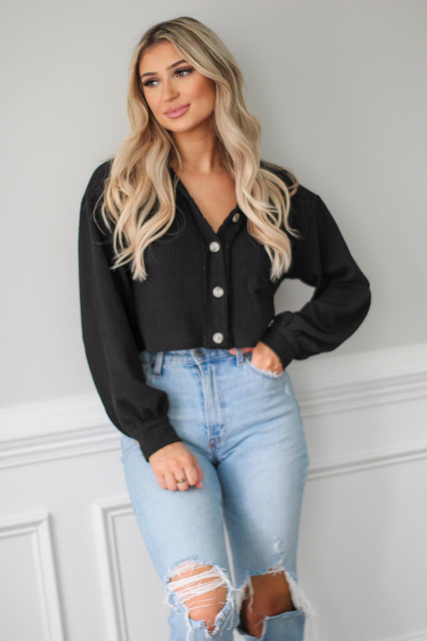 Effortless Looks Cropped Button Up Shirt