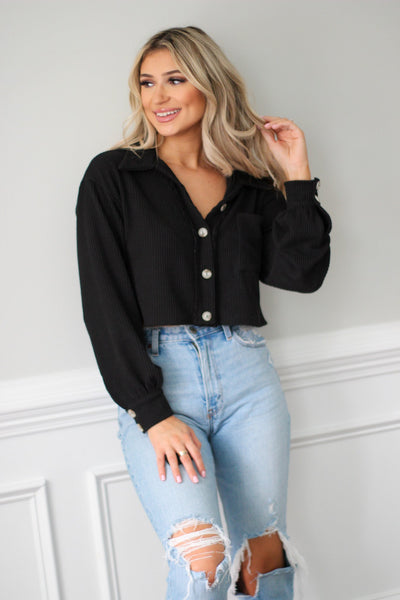 Effortless Looks Cropped Button Up Shirt