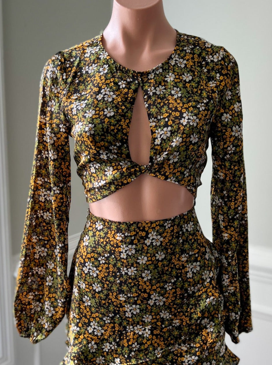 Wild Buds Olive Green Floral Top