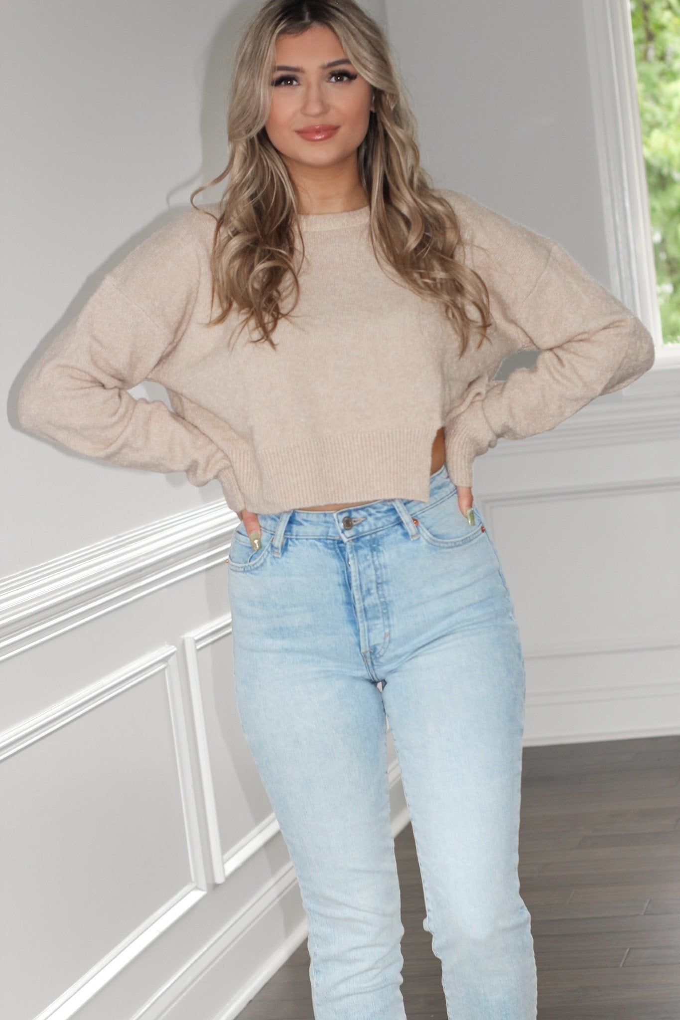 Willow Crop Sweater - Taupe