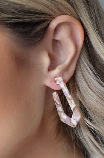 Acrylic Drop Earrings - Pink