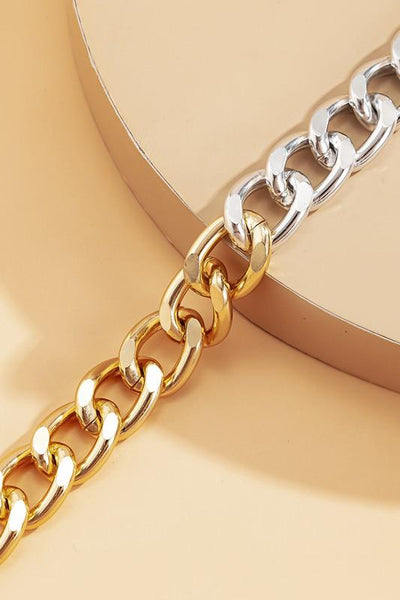 Gold & Silver Half Chain Necklace