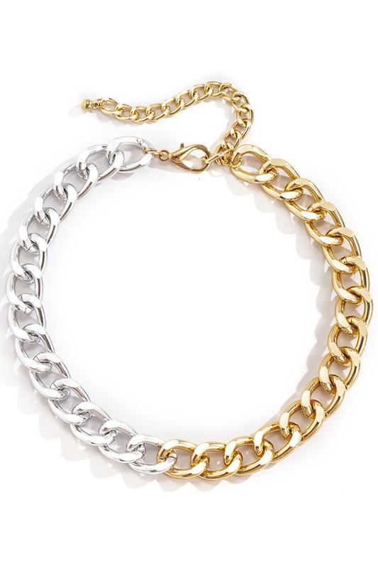 Gold & Silver Half Chain Necklace